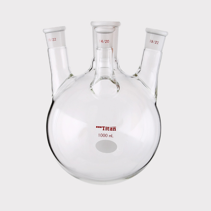 斜四口烧瓶 中间磨口:24/40,侧磨口:19/22,前磨口:14/20,1000ml 特优级