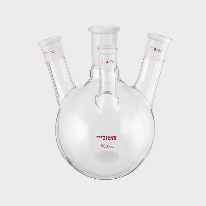 斜四口烧瓶 中间磨口:24/40,侧磨口:19/22,前磨口:14/20,500ml 特优级