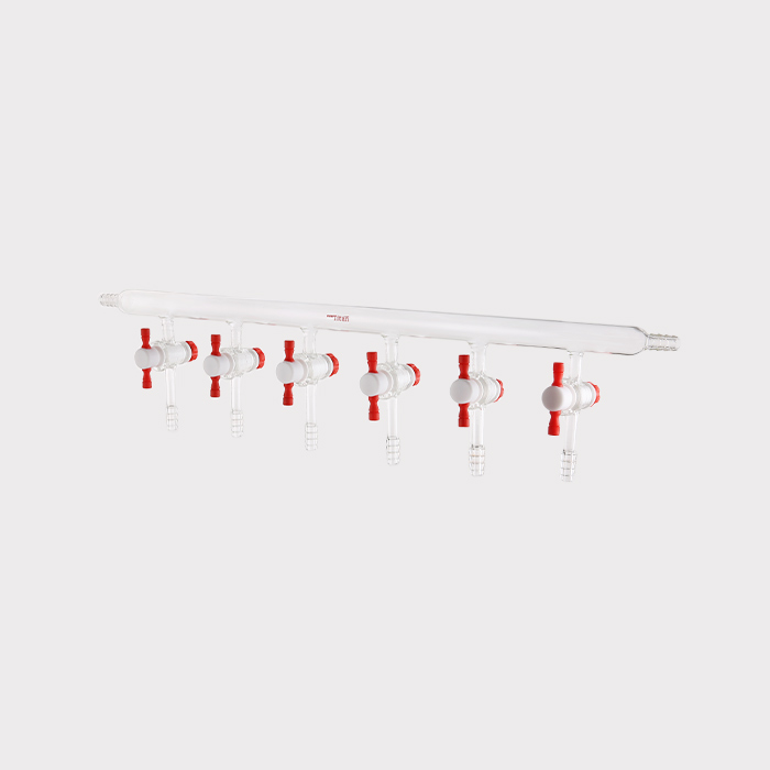 单排管真空气体分配器，四氟节门，节门组数6，节门孔径：4mm 特优级 - ACESUN艾斯琳