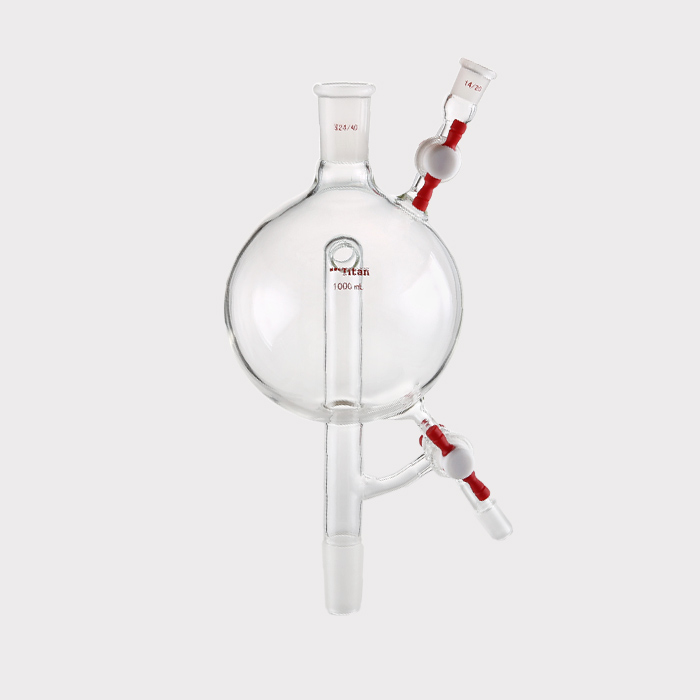溶剂蒸馏头（出口带磨口：14/20）1000ml，上磨口：24/40，下磨口：24/40 特优级