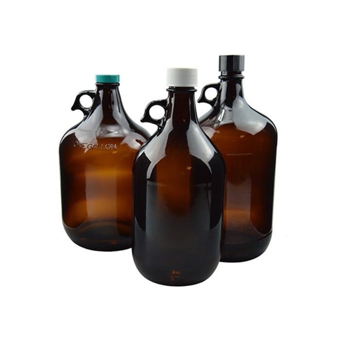 棕色窄口瓶 附提把 黑盖PTFE垫片 2.5L 38-400 - Qorpak