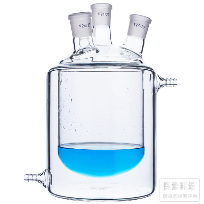 四口夹套反应瓶 内圆外平 24/29 19/26 19/26 14/23 250ml - 玖梧精选