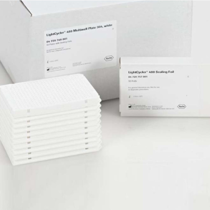 384孔PCR板 全裙边 白色 聚丙烯 带封板膜 非灭菌 适配LightCycler480仪器 - Roche