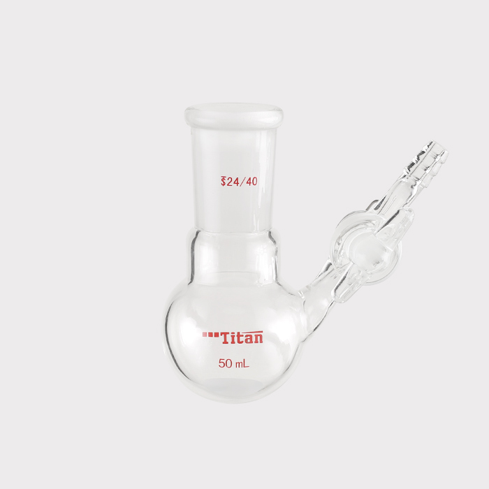 具侧管玻璃节门反应瓶 磨口:24/40,50ml 特优级