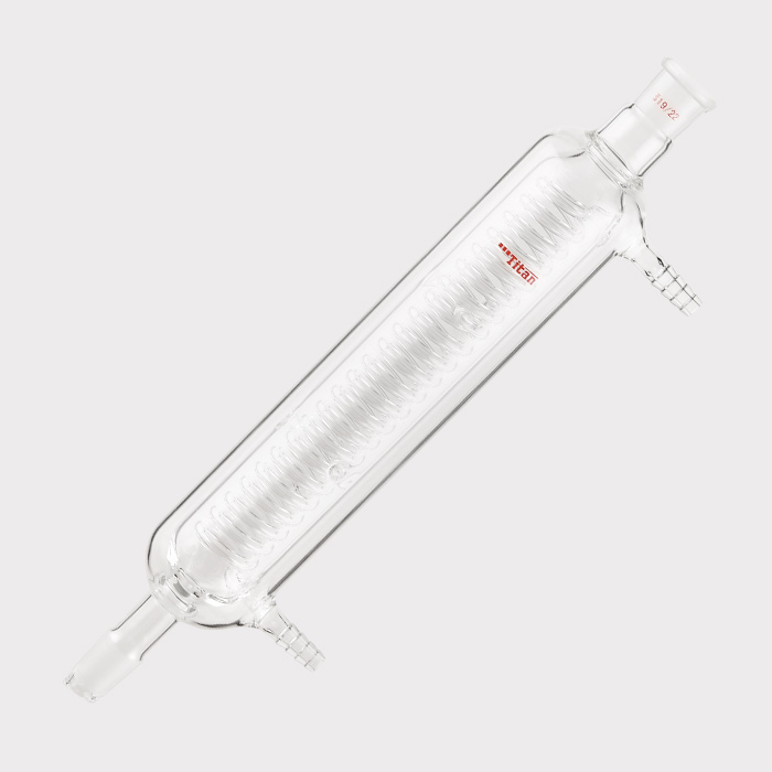 具夹层蛇型冷凝器 磨口：19/22，冷凝部分长度：250mm，小咀外径：10mm 特优级