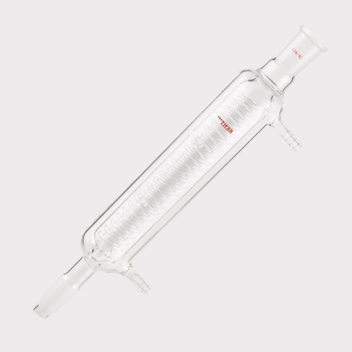 具夹层蛇型冷凝器 磨口：24/40，冷凝部分长度：250mm，小咀外径：10mm 特优级