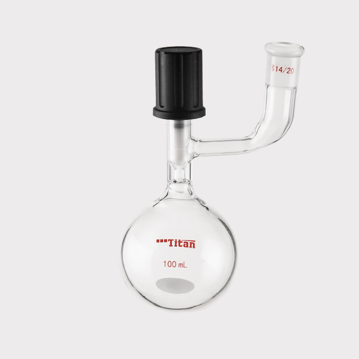 溶剂存储球瓶 磨口：14/20，高真空阀：0-4mm，100ml 特优级 - ACESUN艾斯琳