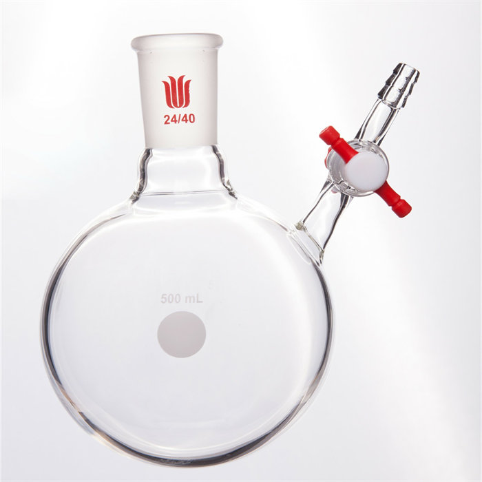 24/40口圆球形反应瓶,四氟节门,500ml - 欣维尔