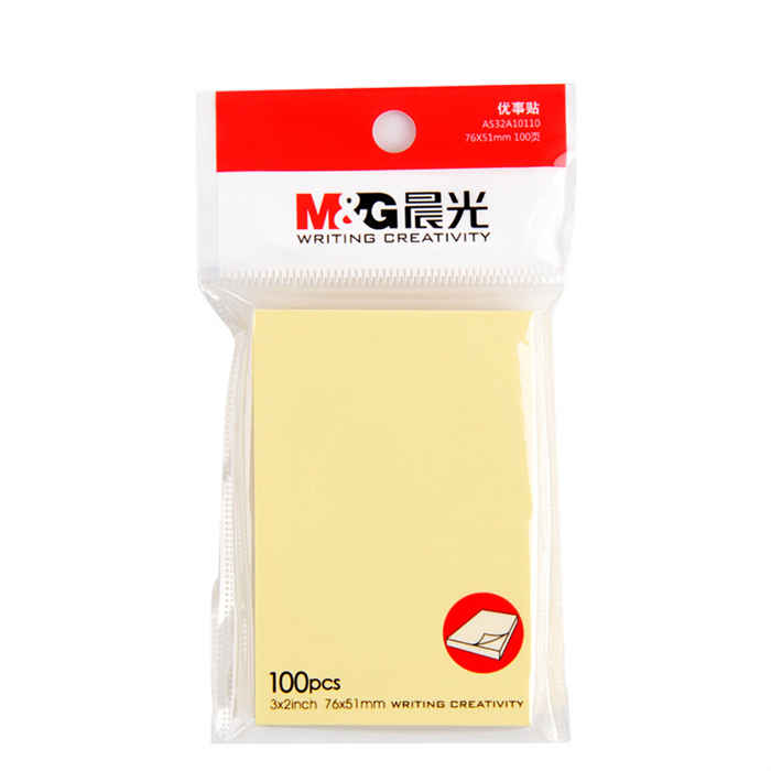 优事贴自粘便条纸 3*2 76*51mm 黄色 100页/本