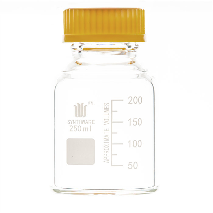 具螺纹口试剂瓶 250ml GL45 标配黄色螺纹盖 含密封圈 - 欣维尔