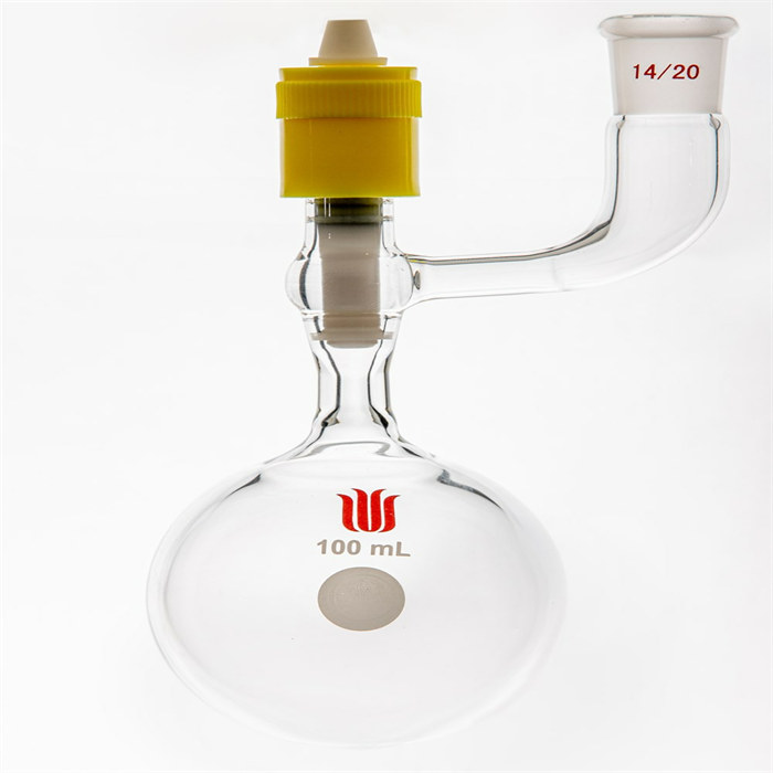 溶剂储存球瓶,磨口：14/20,100ml,新型8mm高真空阀