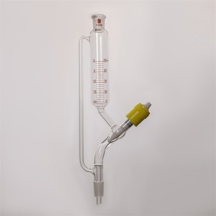 精细可调式恒压滴液漏斗,新型4mm高真空阀,25mL,14/20 - 欣维尔