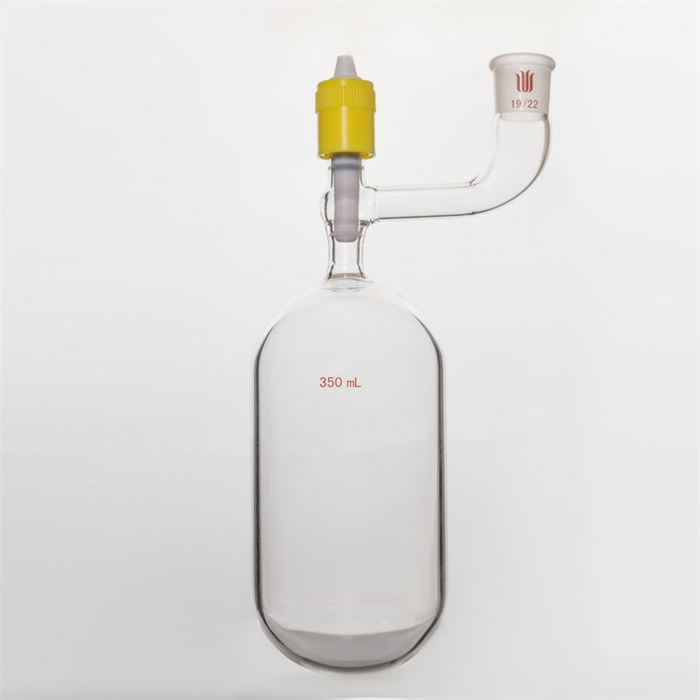 溶剂储存瓶,磨口：19/22,350ml,新型8mm高真空阀,管外径*长度70mm*140mm