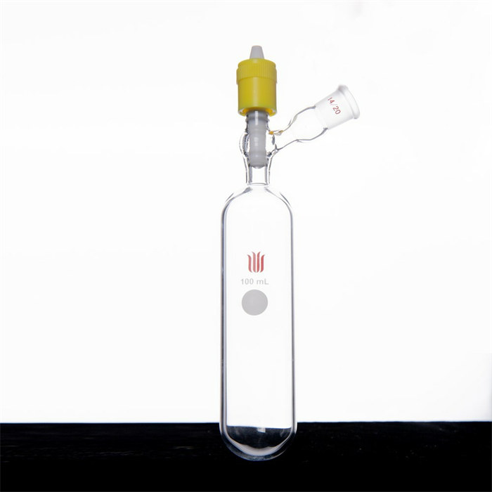 新型高真空阀溶剂存储瓶，容量：100mL，侧口：14/20