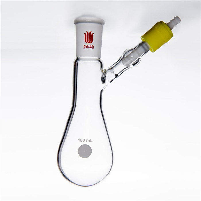 反应茄瓶,磨口:24/40,100ml,带通气孔高真空阀