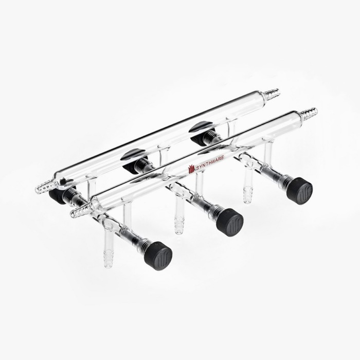 双排管真空气体分配器，具内螺纹高真空阀,5,550mm,4小咀