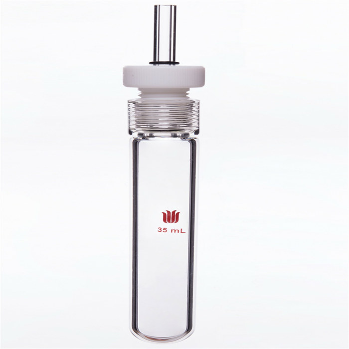 厚壁耐压瓶，具导气/真空接口，四氟全包O型圈，容量：35ML,15#