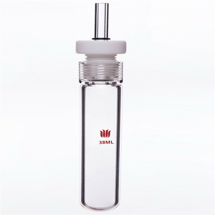 厚壁耐压瓶，具导气/真空接口，四氟全包O型圈，容量：38ML,15#