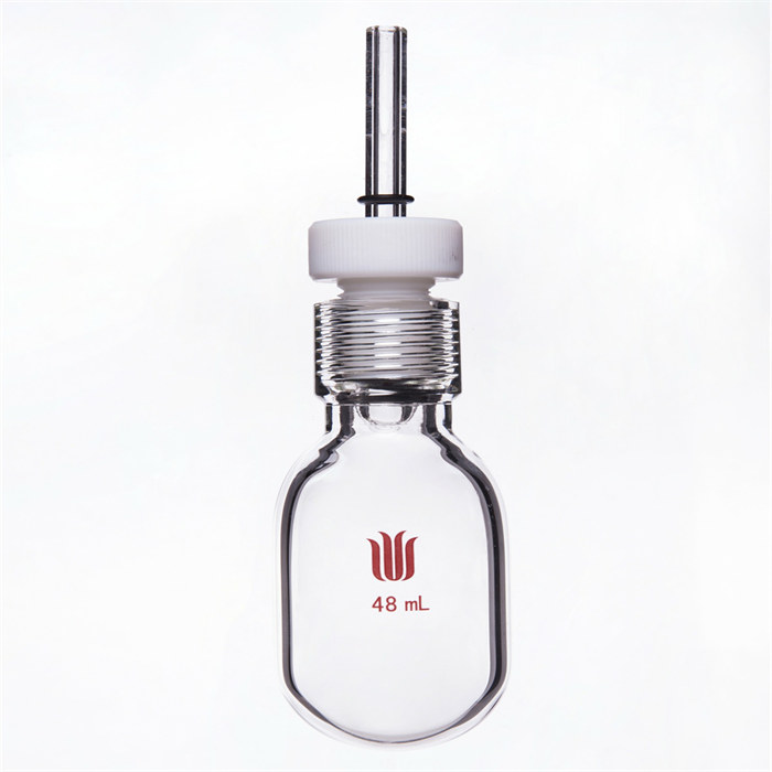 厚壁耐压瓶，具导气/真空接口，四氟全包O型圈，容量：48ML,15#