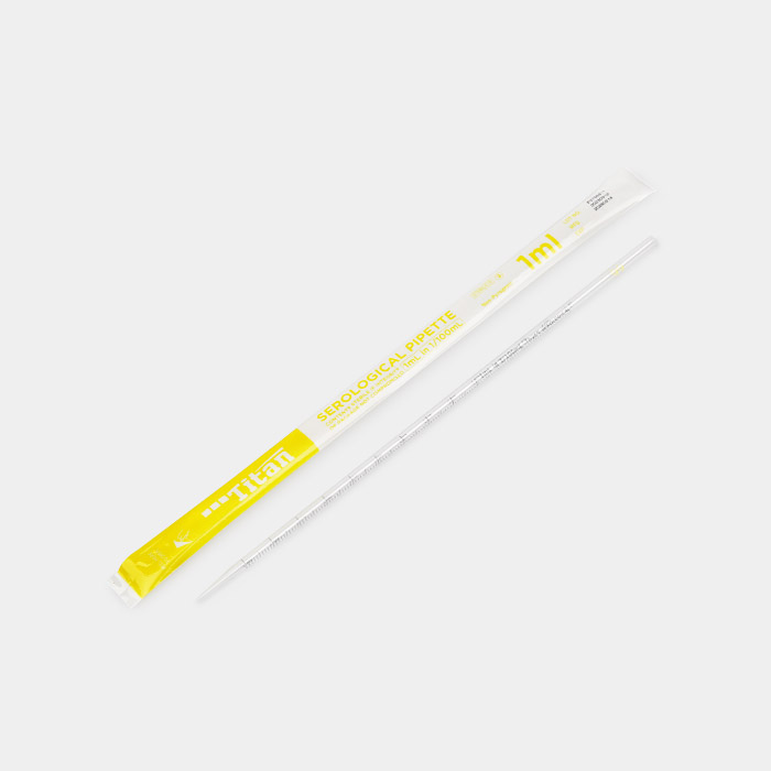 一次性移液管 1ml 刻度1/100 黄色环 灭菌 一体成型 塑塑独立包装 无滤芯 - ACESUN艾斯琳