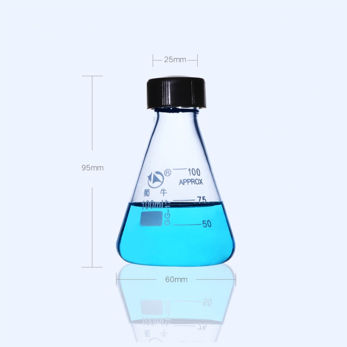 GL45螺口三角烧瓶（黑盖） 100ml - 蜀牛