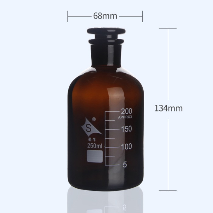 中性料棕小口试剂瓶(实心塞)250ml - 蜀牛