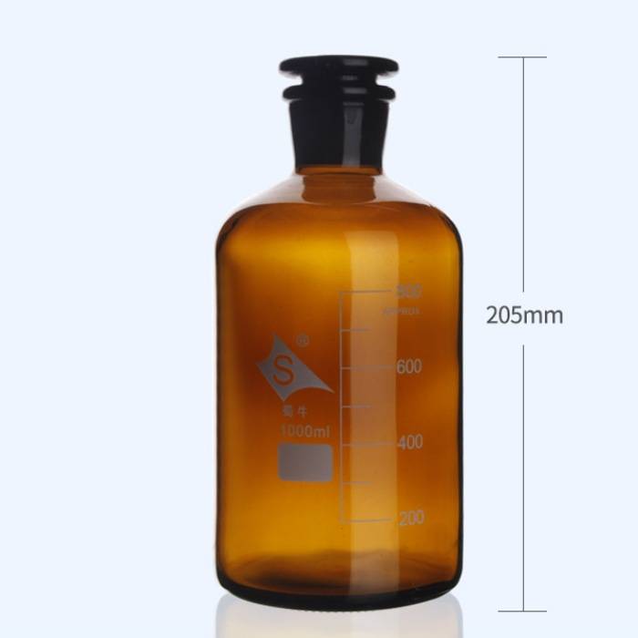 中性料棕小口试剂瓶(实心塞)1000ml - 蜀牛