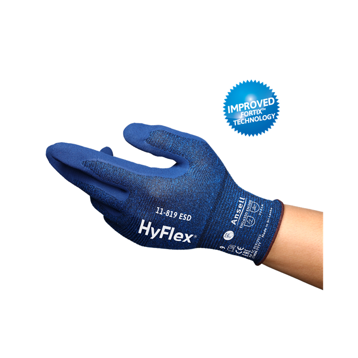 HyFlex 掌涂丁腈ESD防静电触摸屏手套 蓝色 8码