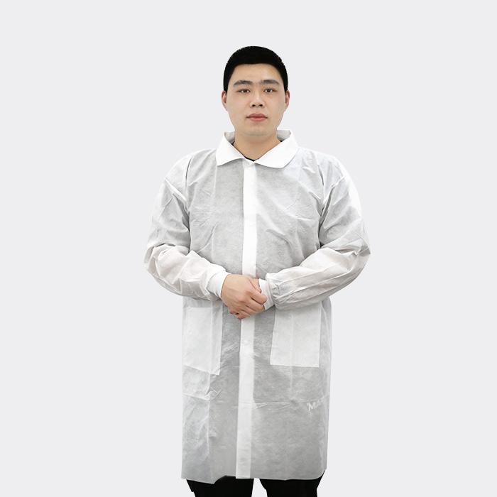 一次性SMS无纺布大褂 40g 白色 双领 按扣款 针织袖口 XL 箱装 爆款
