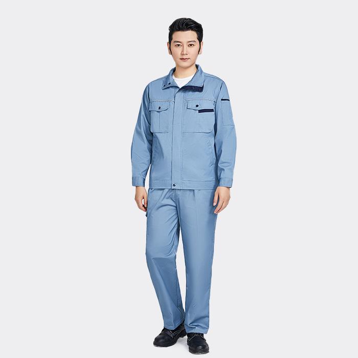 拉链款春秋长袖工作服套装（上衣+裤子）涤棉厚纱卡（涤80%棉20%）豆灰色 4XL/190码