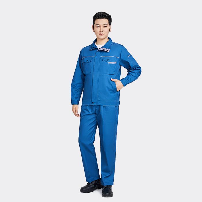 拉链款春秋长袖工作服套装（上衣+裤子）涤棉厚纱卡（涤80%棉20%）蓝灰色 3XL/185码
