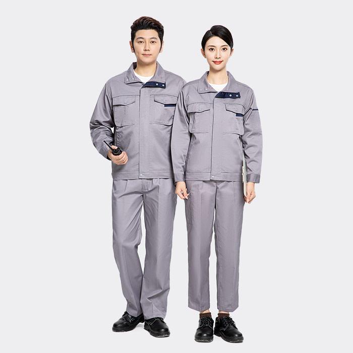 拉链款春秋长袖工作服套装（上衣+裤子）涤棉厚纱卡（涤80%棉20%）中灰色 5XL/195码